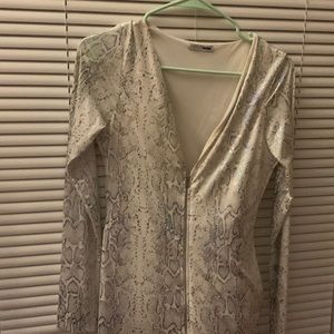 Snakeskin zip front dress